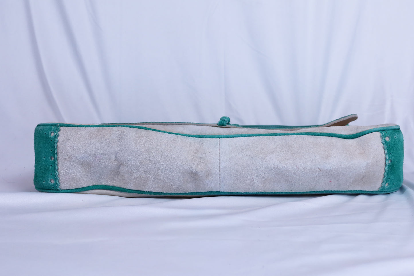 Beige & Green Suede Vintage Burberry Shoulder Bag