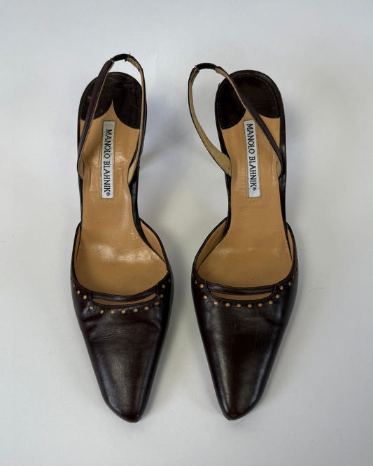 Vintage Brown Leather Manolo Blahnik Heels