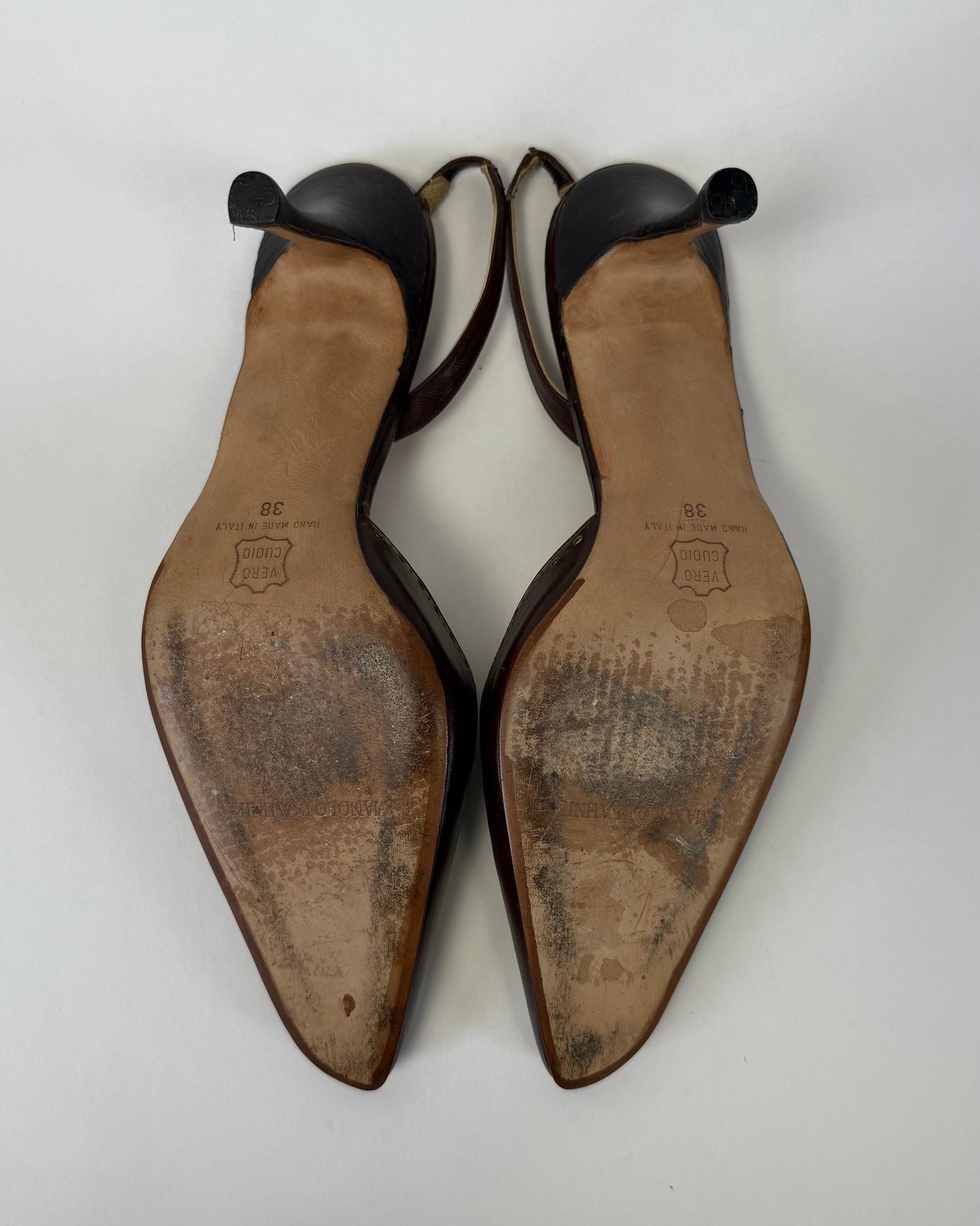 Vintage Brown Leather Manolo Blahnik Heels