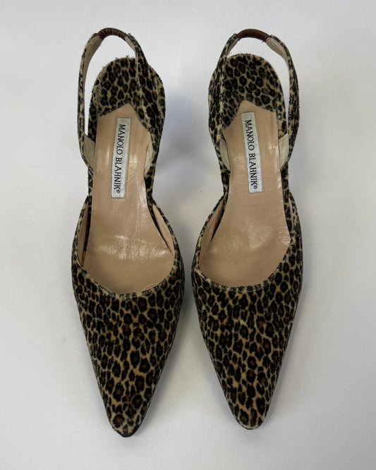 Vintage Leopard Velvet Manolo Blahnik