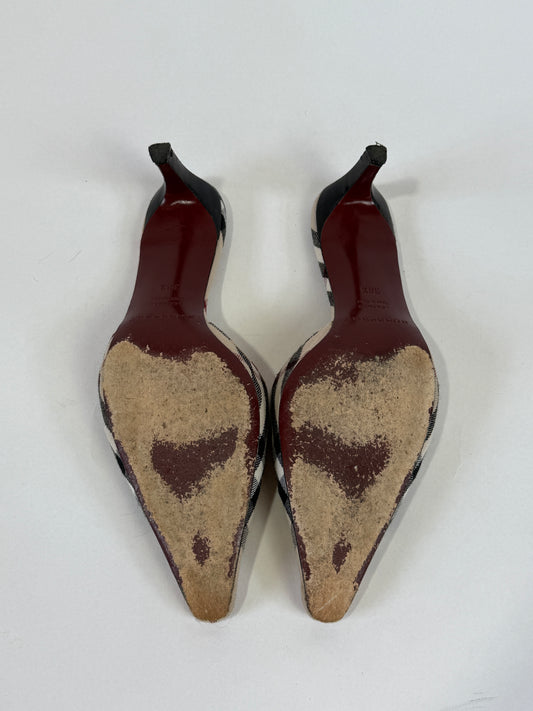 Vintage Burberry Check Mule Heels