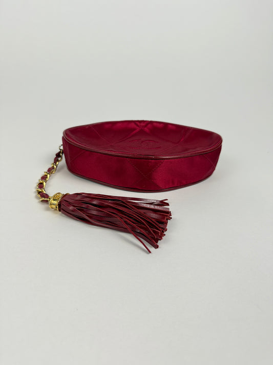 Vintage Chanel Late 80s Early 90s Satin Tassel Clutch