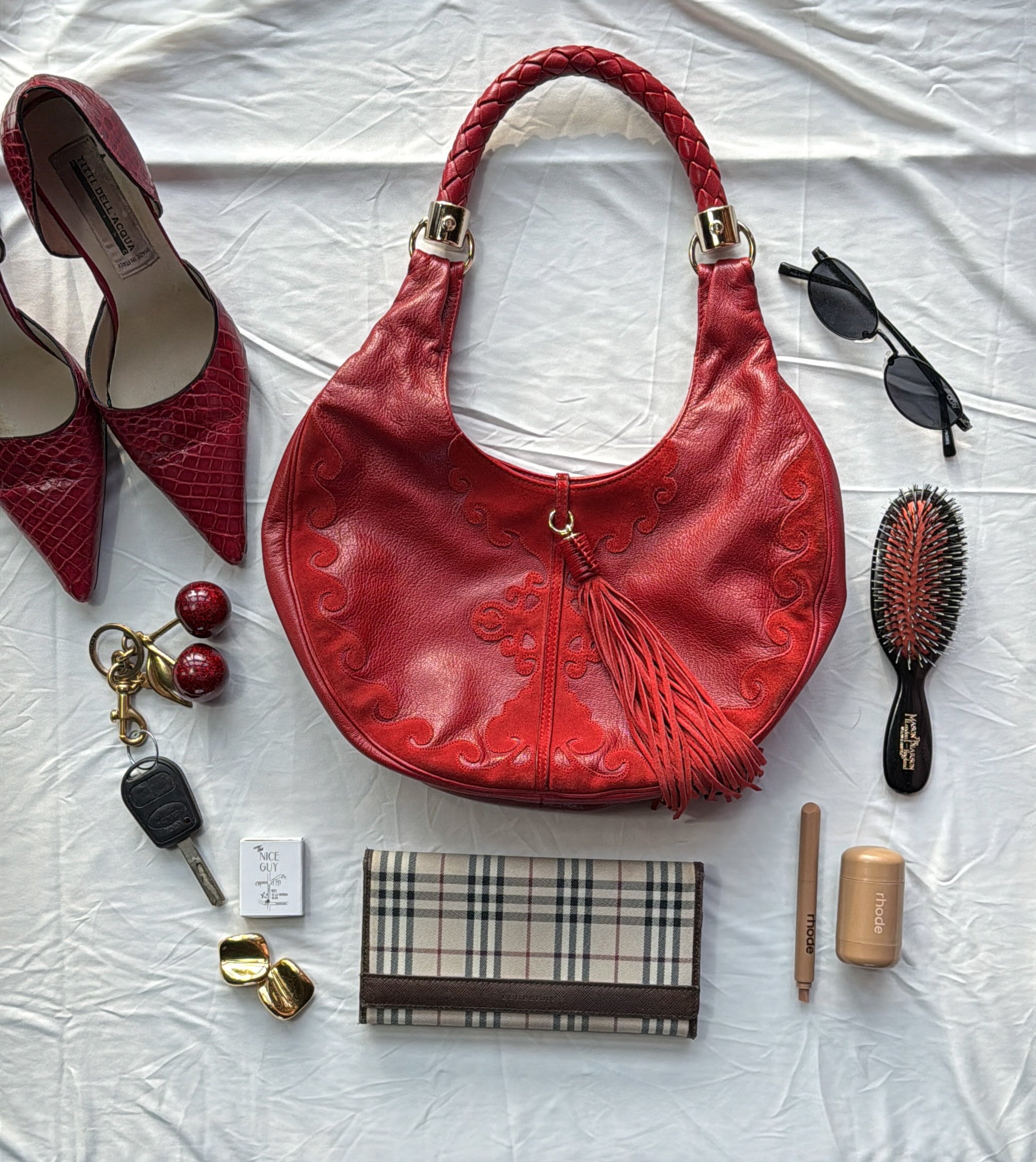 Yves Saint Laurent Red Tassel Hobo Bag