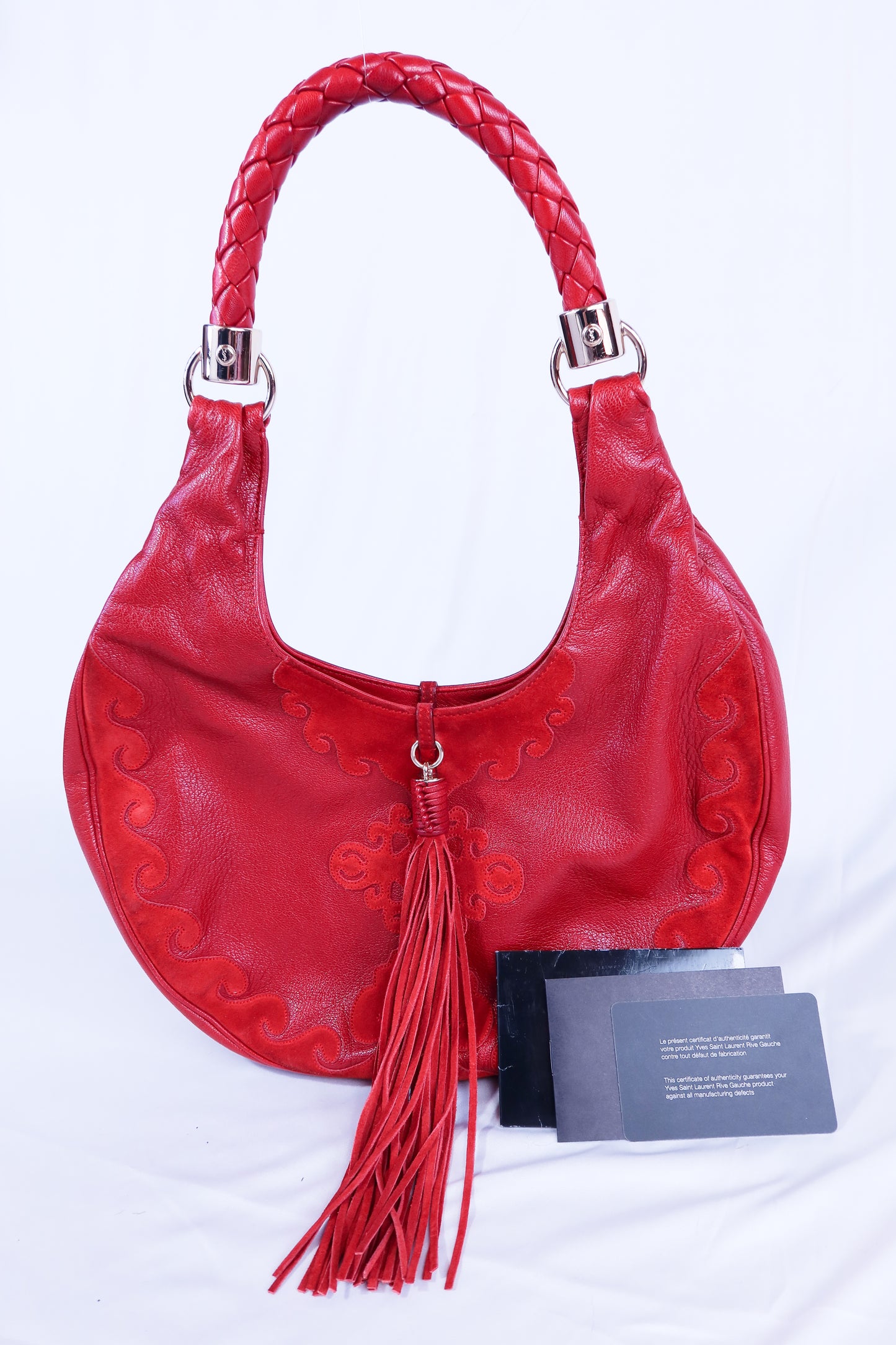Yves Saint Laurent Red Tassel Hobo Bag