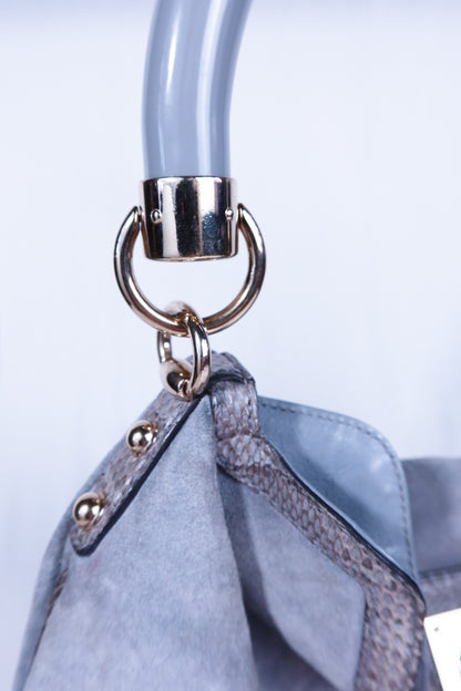 Large Grey Suede and Python Gucci Indy Bag