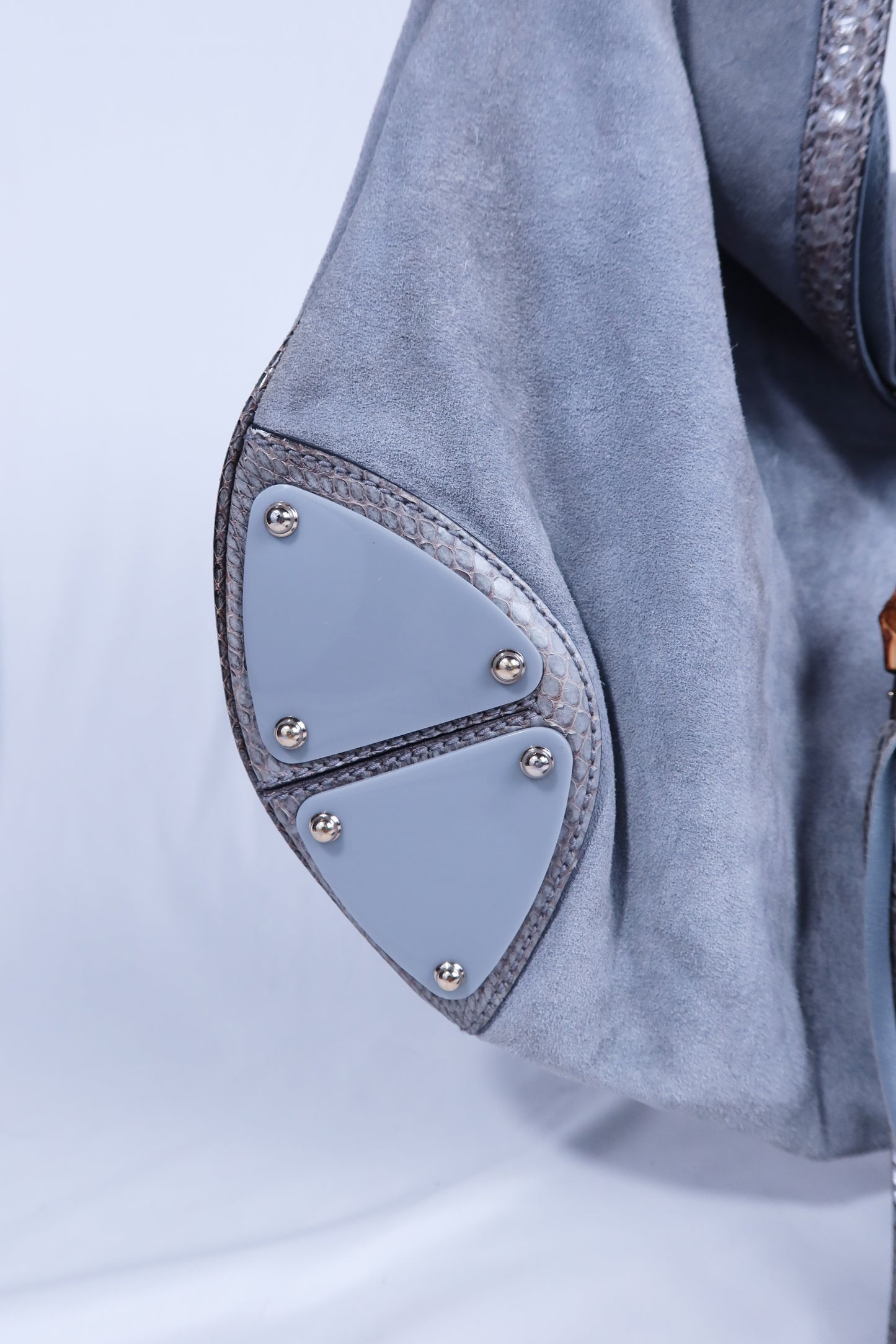 Large Grey Suede and Python Gucci Indy Bag