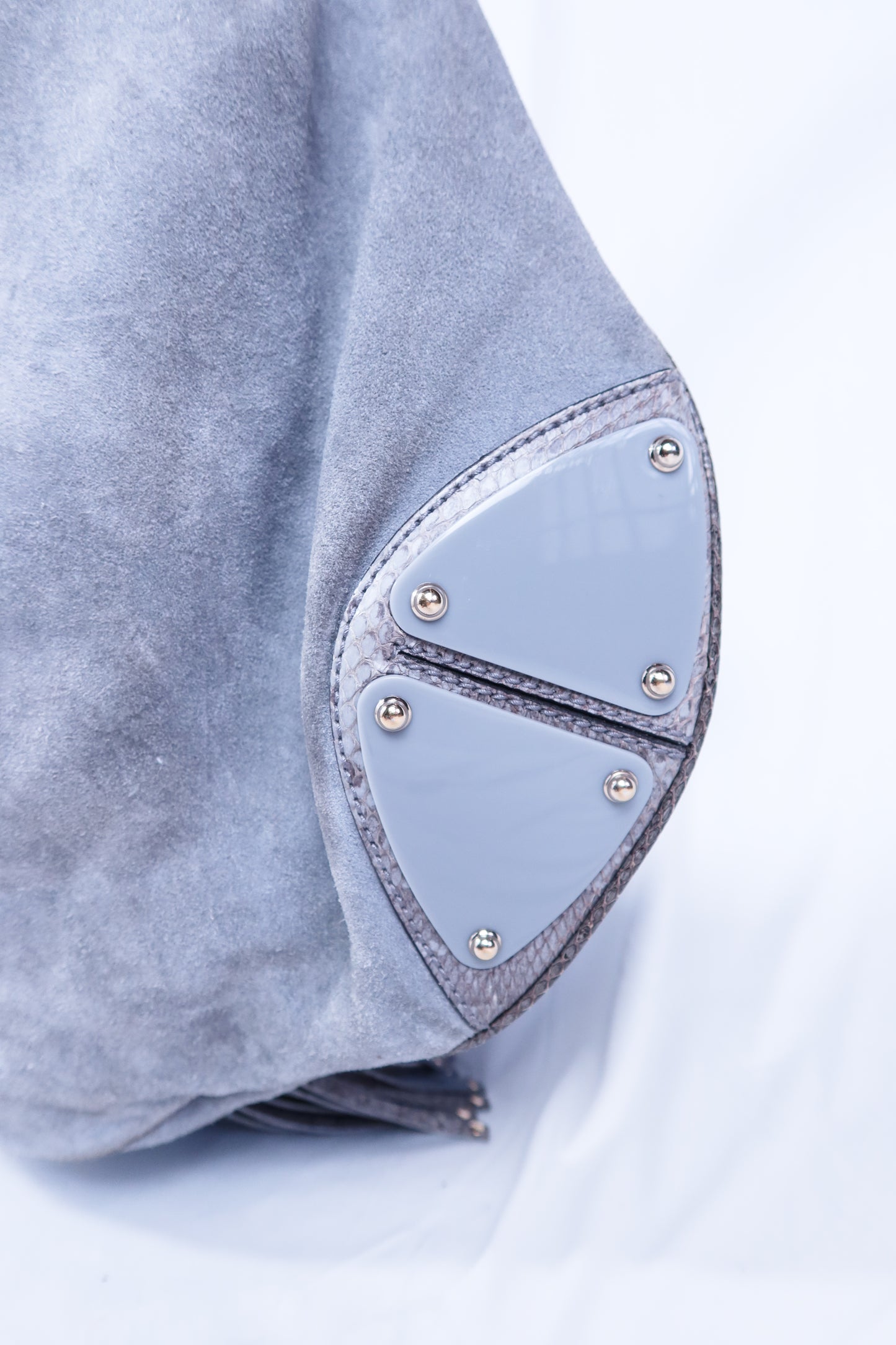 Large Grey Suede and Python Gucci Indy Bag