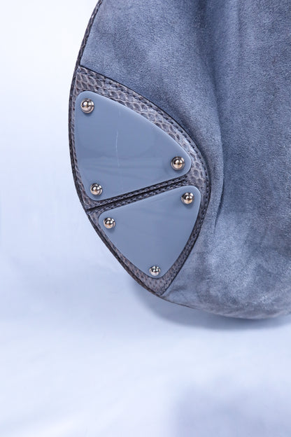Large Grey Suede and Python Gucci Indy Bag