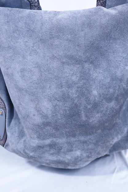 Large Grey Suede and Python Gucci Indy Bag