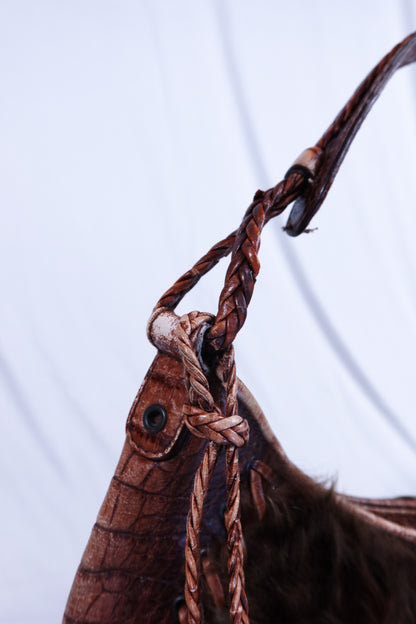 Vintage Brown Fur & Crocodile Dior Hobo
