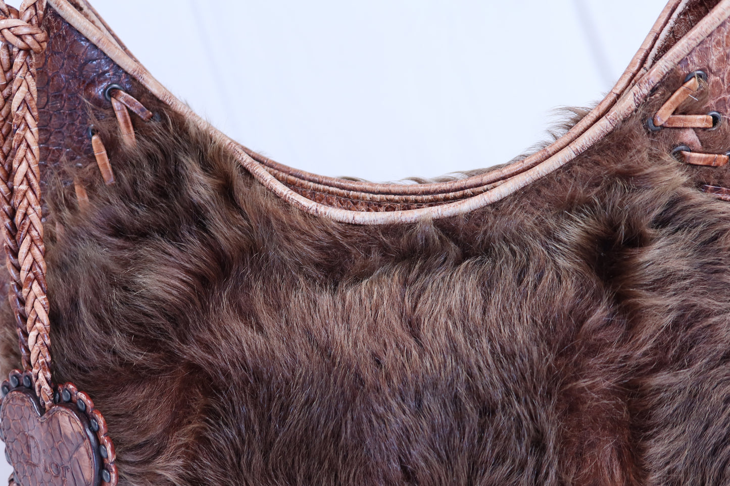 Vintage Brown Fur & Crocodile Dior Hobo