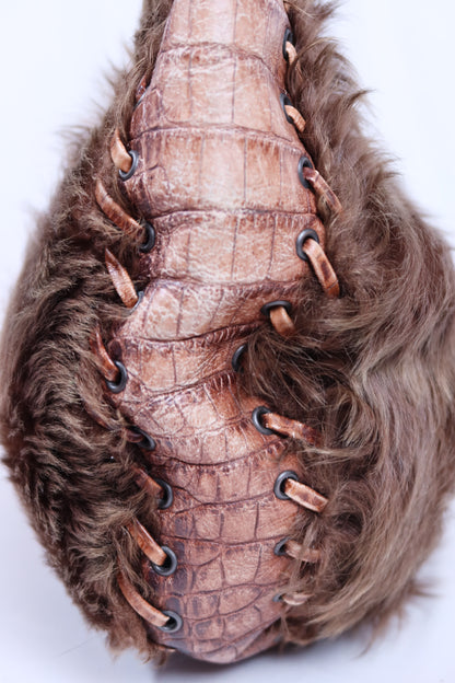 Vintage Brown Fur & Crocodile Dior Hobo