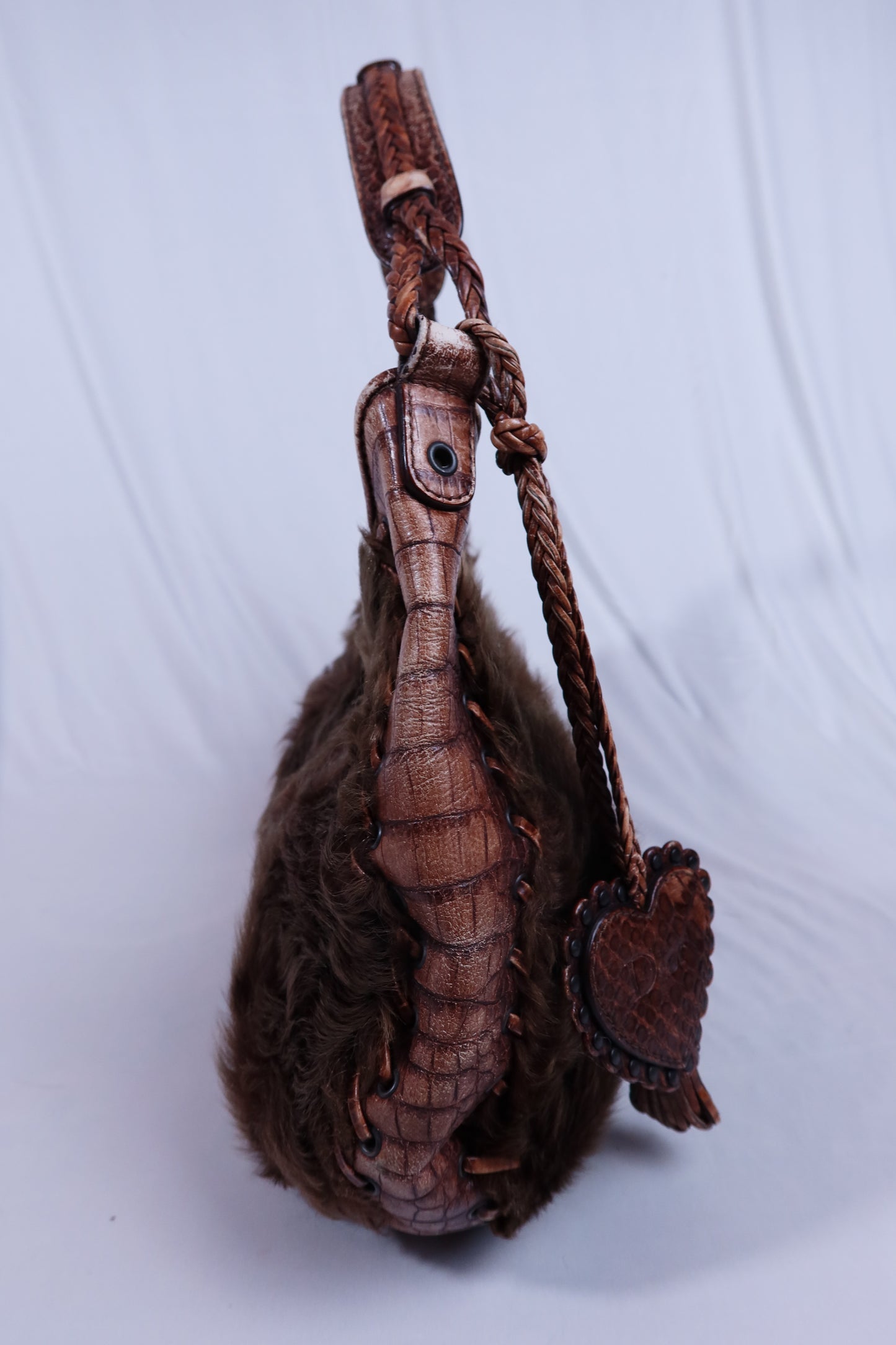 Vintage Brown Fur & Crocodile Dior Hobo