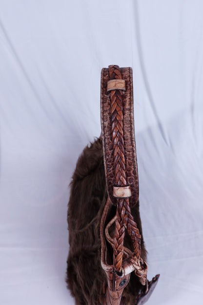 Vintage Brown Fur & Crocodile Dior Hobo