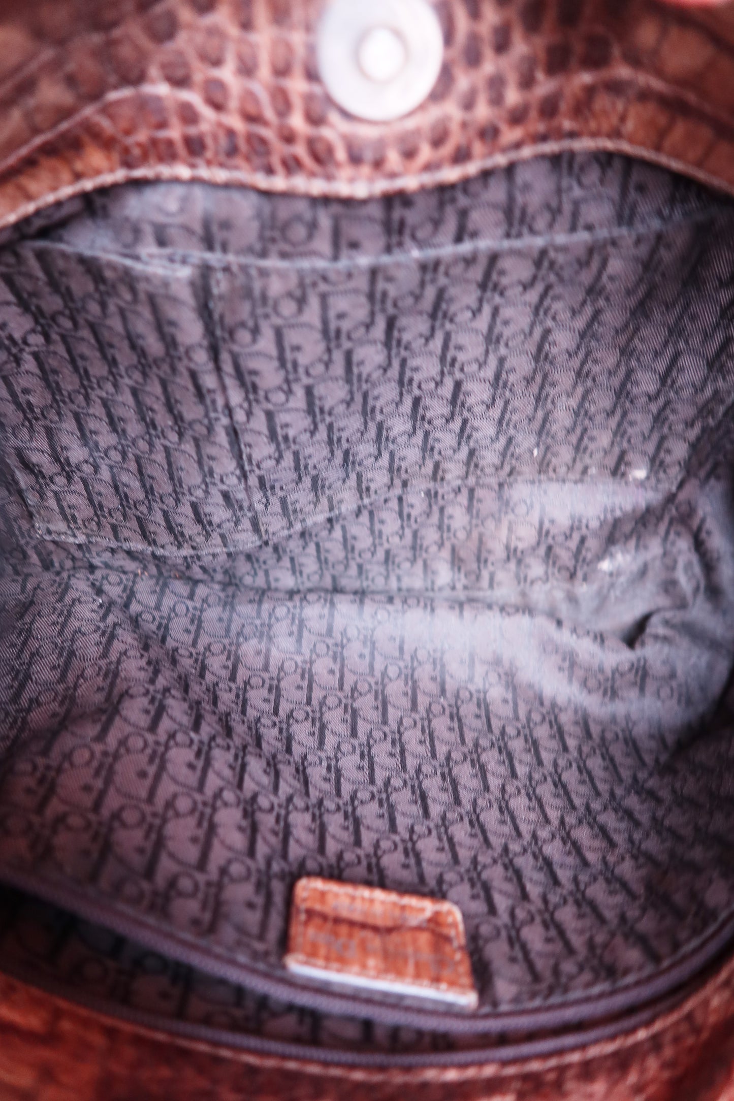 Vintage Brown Fur & Crocodile Dior Hobo