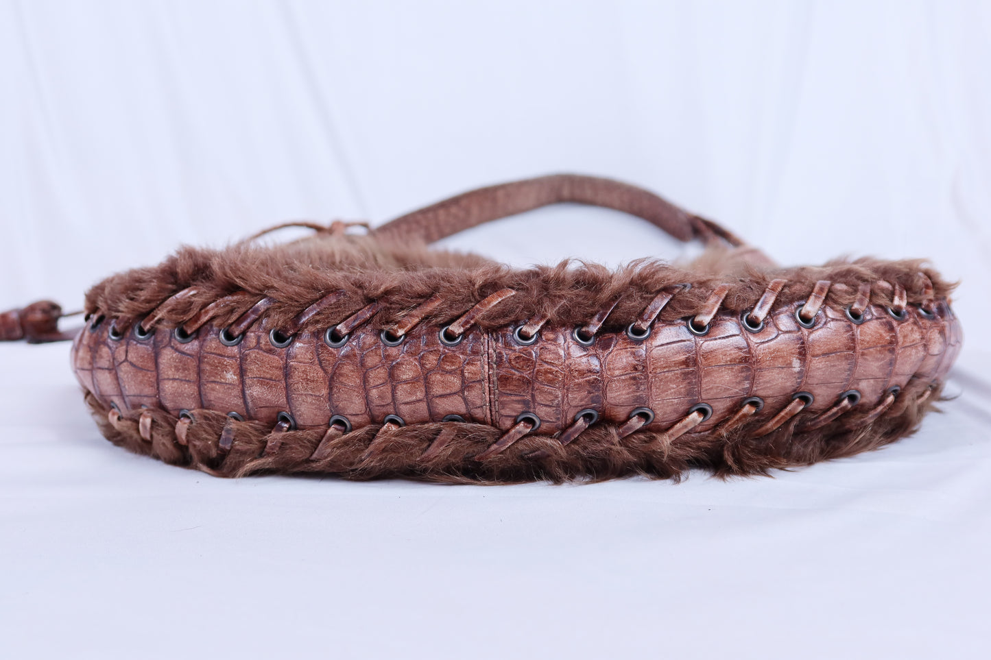Vintage Brown Fur & Crocodile Dior Hobo