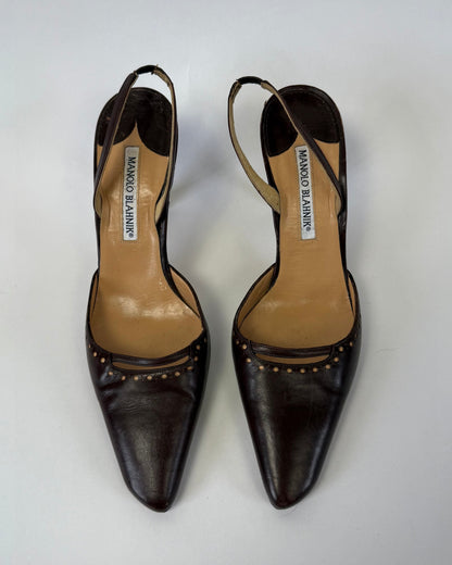 Vintage Brown Leather Manolo Blahnik Heels