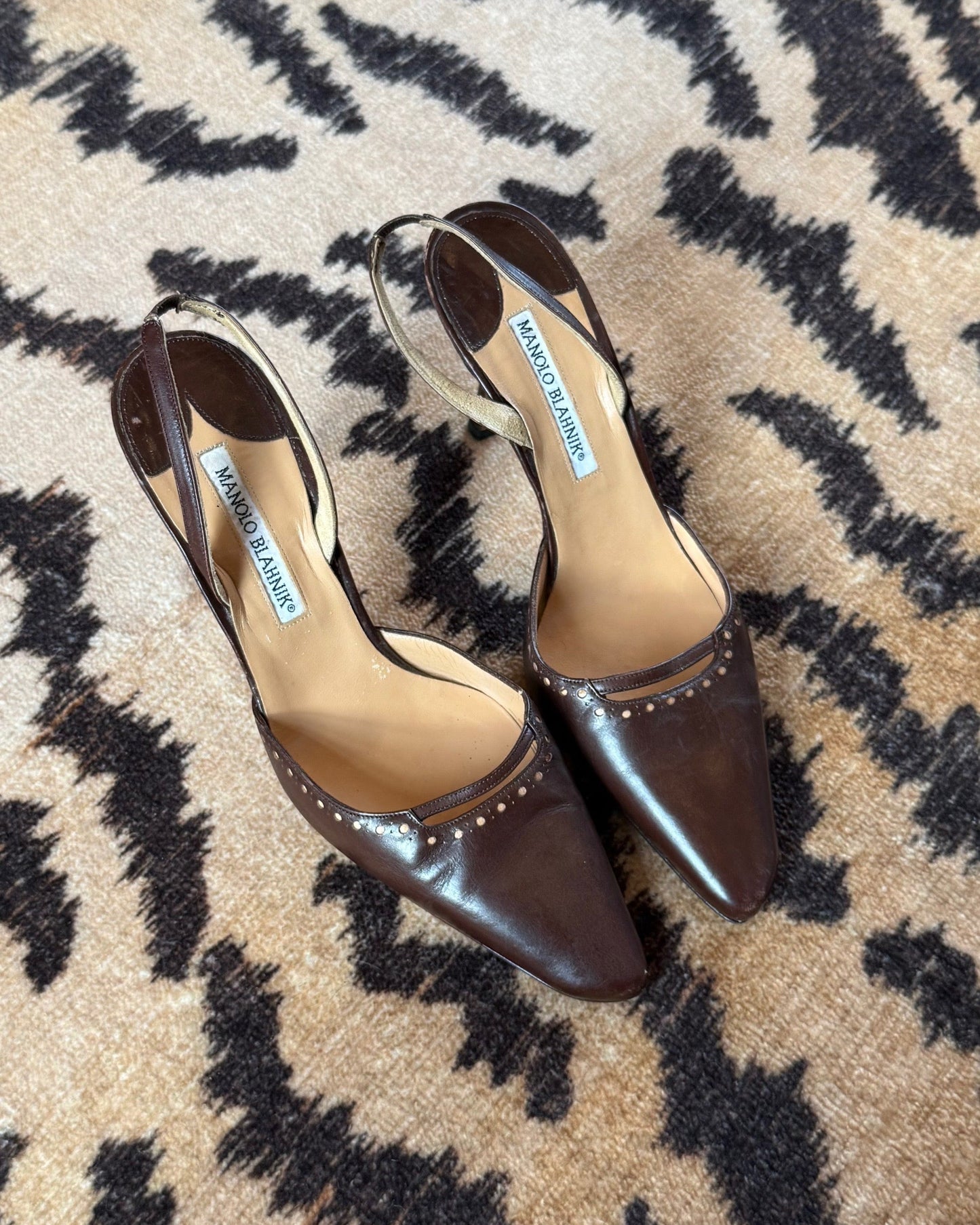 Vintage Brown Leather Manolo Blahnik Heels
