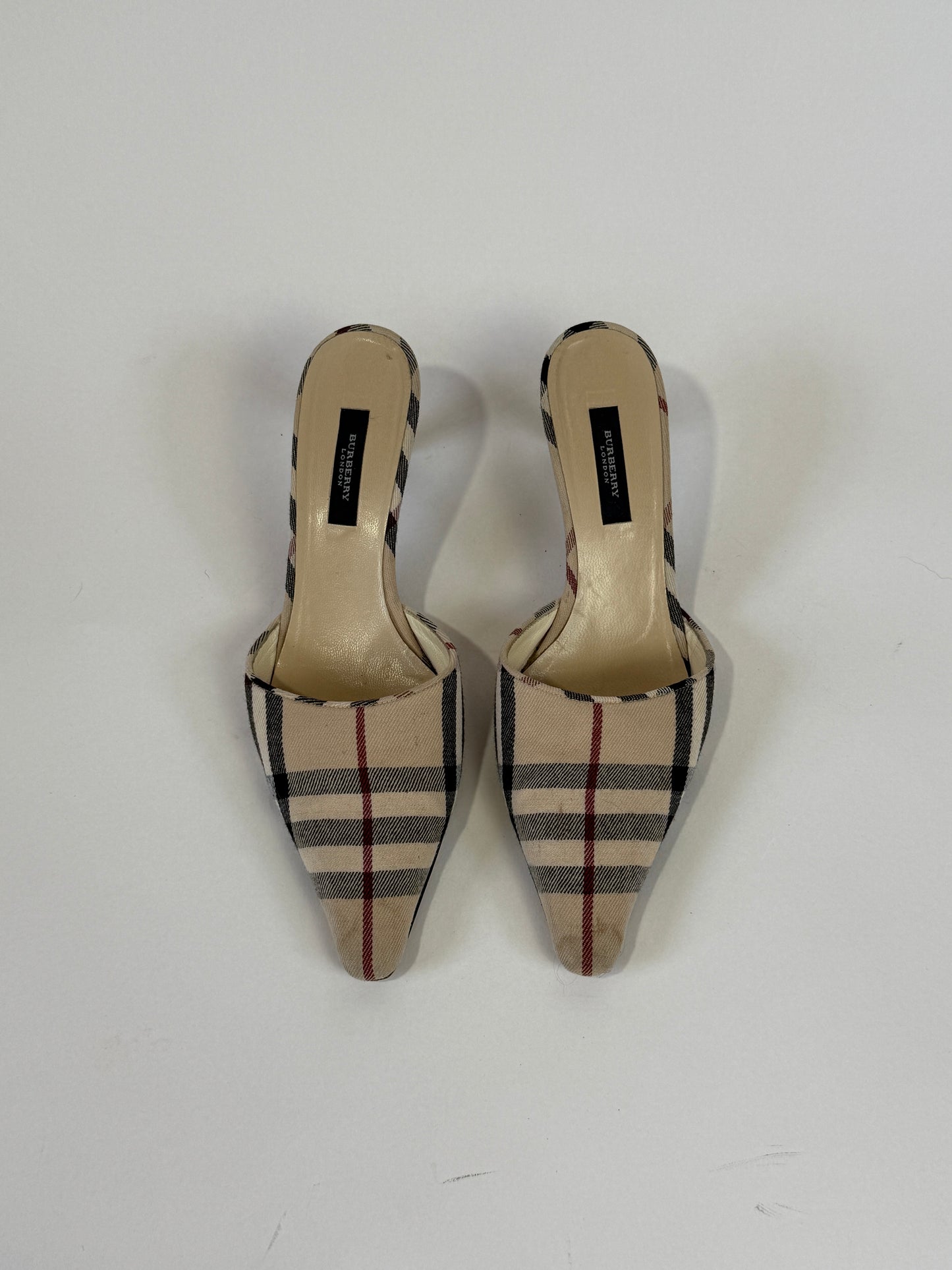 Vintage Burberry Check Mule Heels
