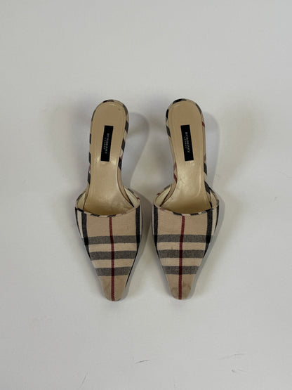 Vintage Burberry Check Mule Heels