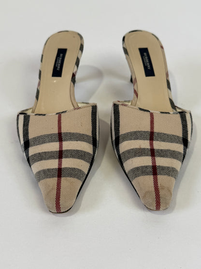 Vintage Burberry Check Mule Heels