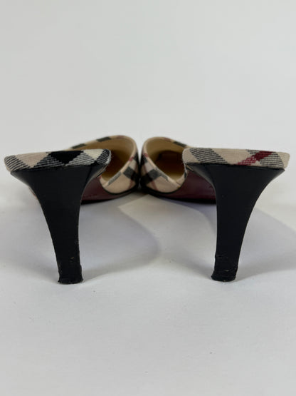 Vintage Burberry Check Mule Heels