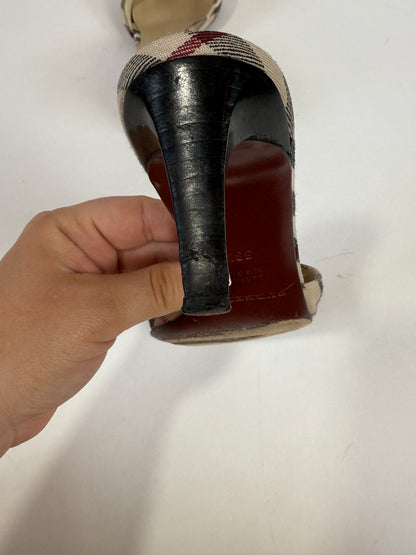 Vintage Burberry Check Mule Heels