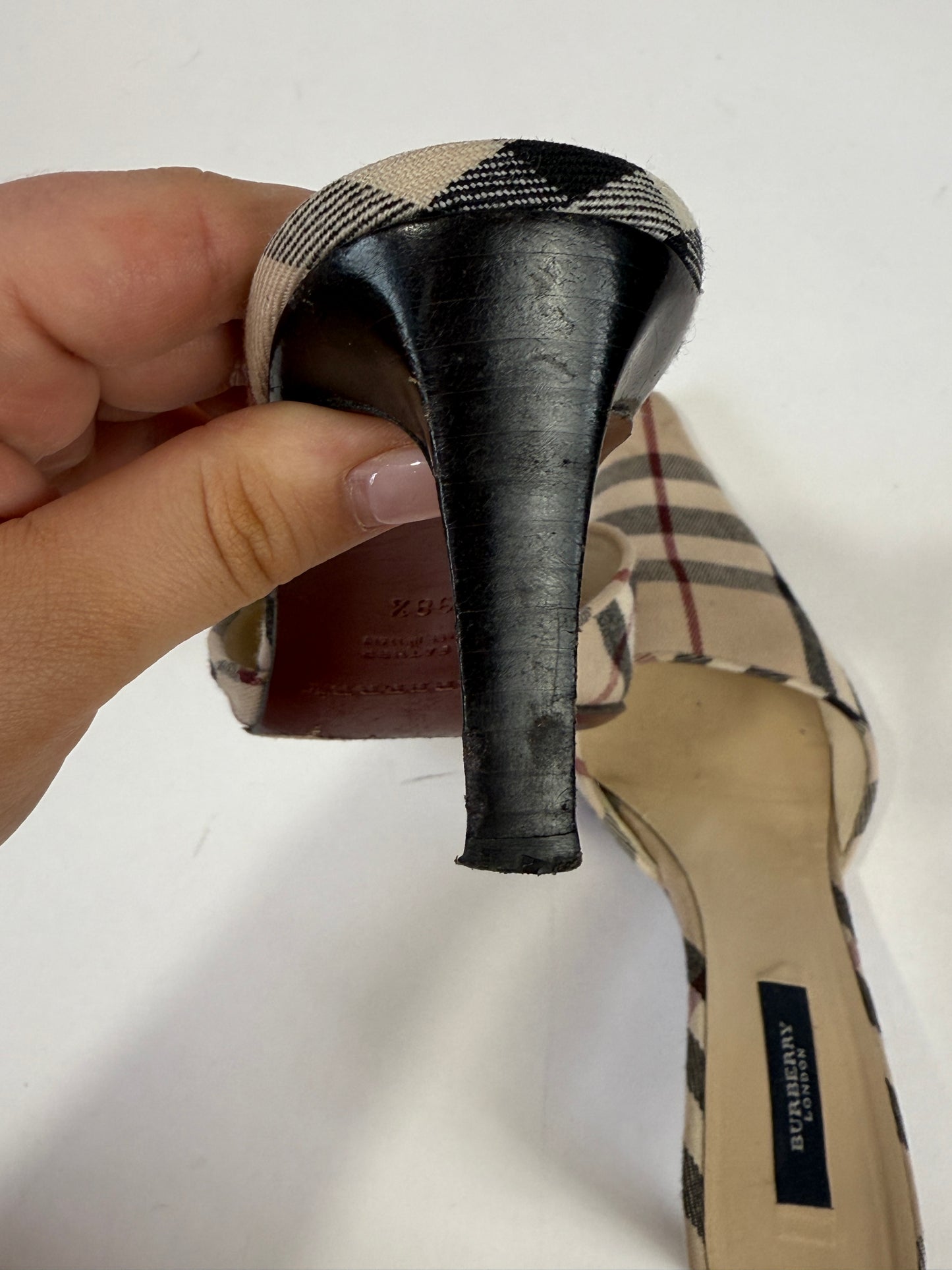 Vintage Burberry Check Mule Heels