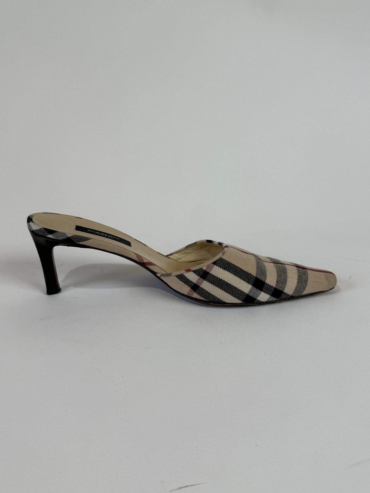 Vintage Burberry Check Mule Heels
