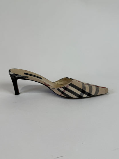 Vintage Burberry Check Mule Heels