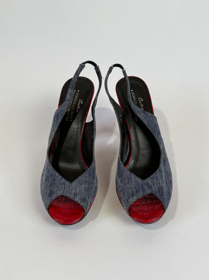 Vintage Donald Pliner Denim Heels