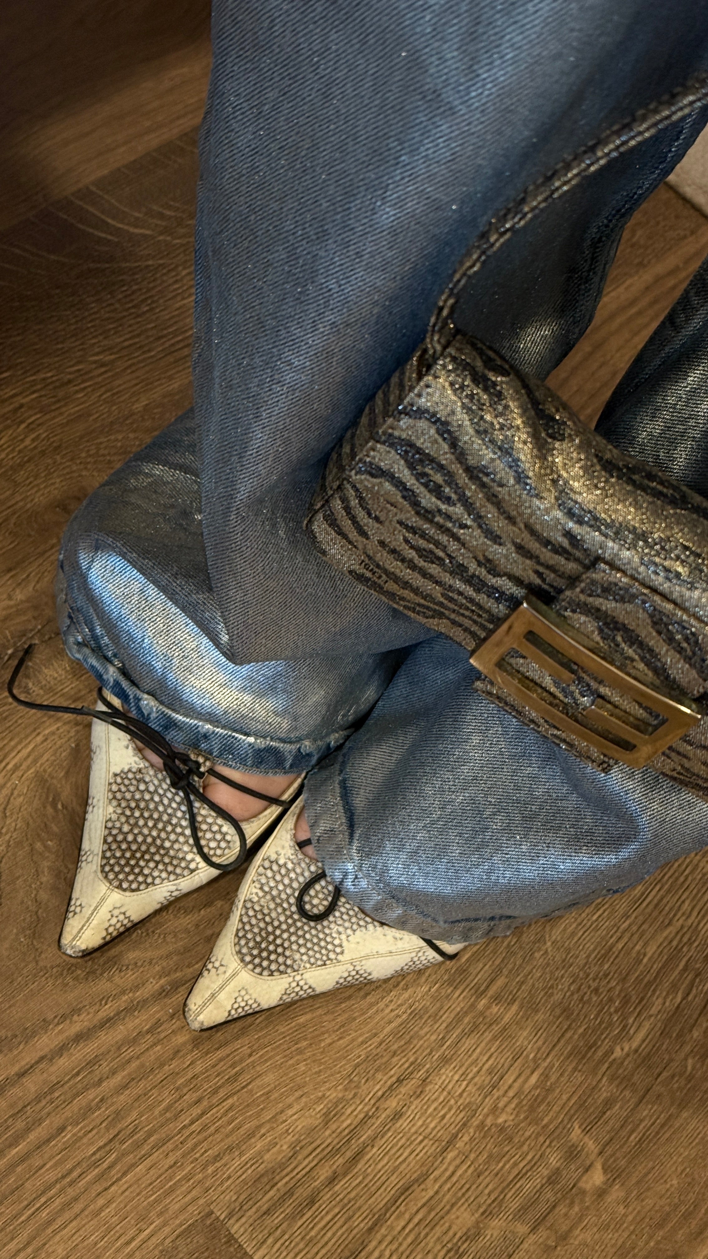 Metallic Animal Print Mini Fendi Baguette