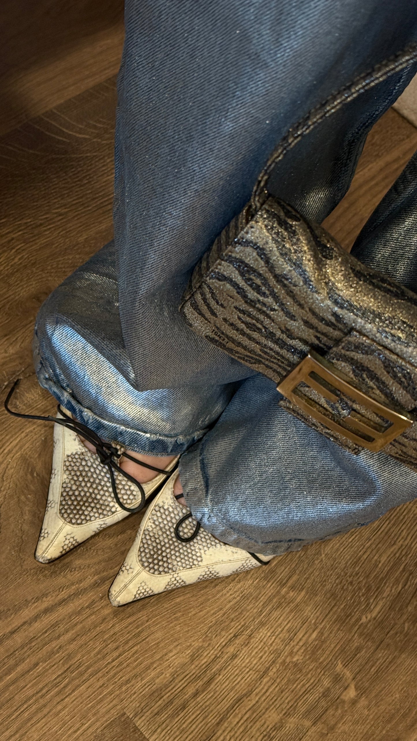 Metallic Animal Print Mini Fendi Baguette