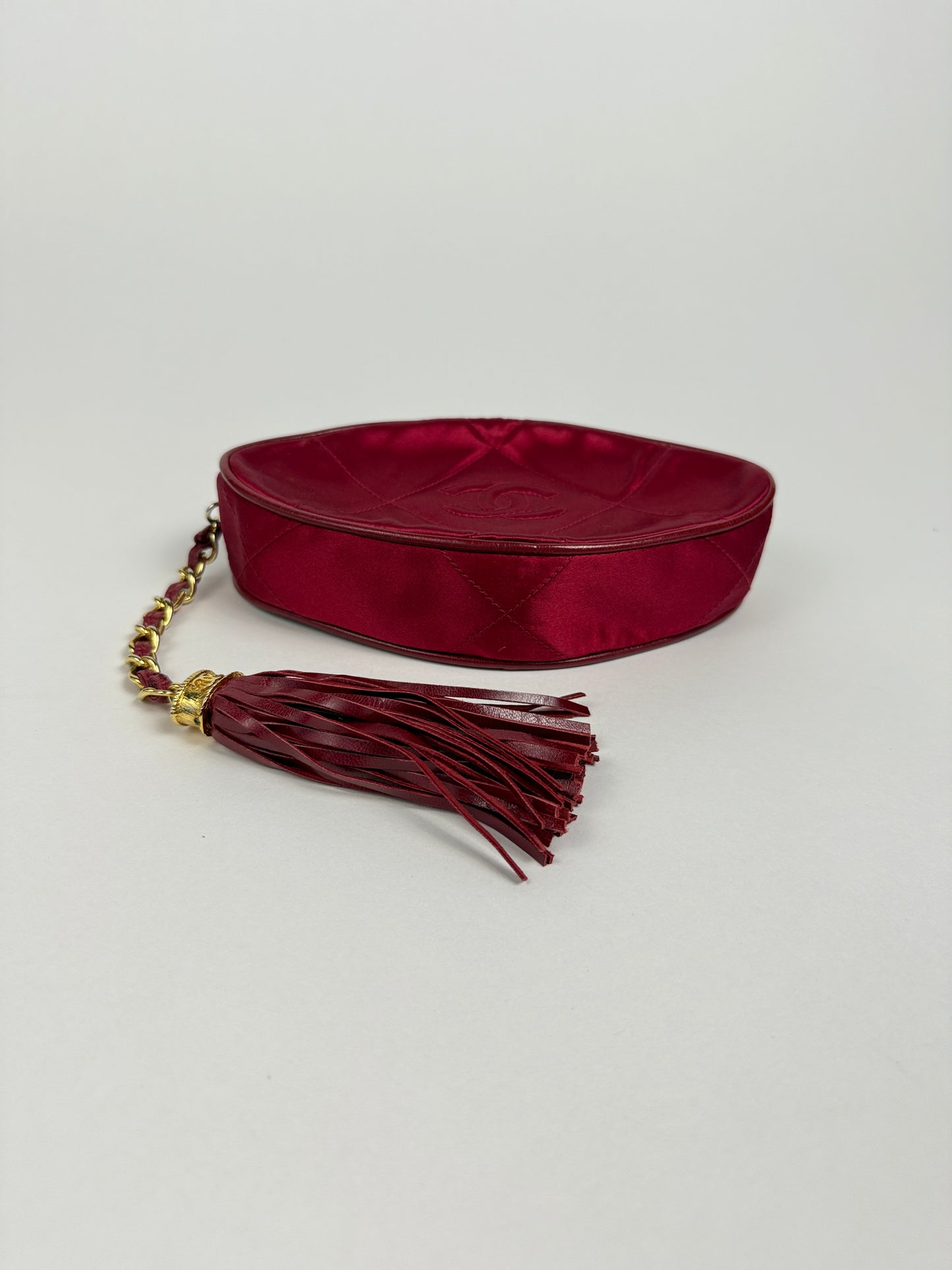 Vintage Chanel Late 80s Early 90s Satin Tassel Clutch